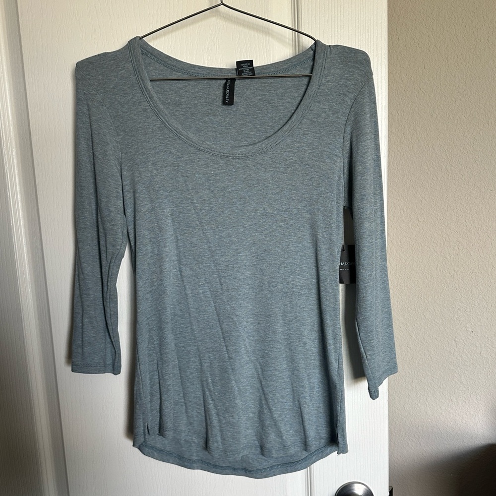 3/4 sleeve Heather light bluish grey top